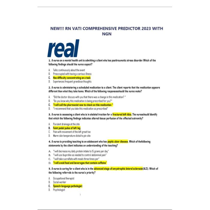 New!!! Rn Vati Comprehensive Predictor 2023 With Ngn-Pass Test Bank