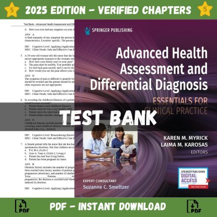 Test Bank – Advanced Health Assessment and Differential Diagnosis Essentials for Clinical Practice 1st Edition (Myrick, 2024)-Pass Test Bank