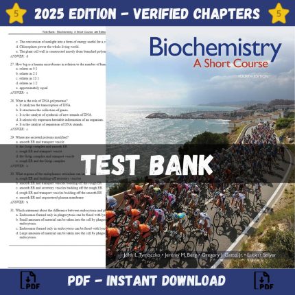 Test Bank – Biochemistry-A Short Course, 4th Edition (Tymoczko, 2019)-Pass Test Bank