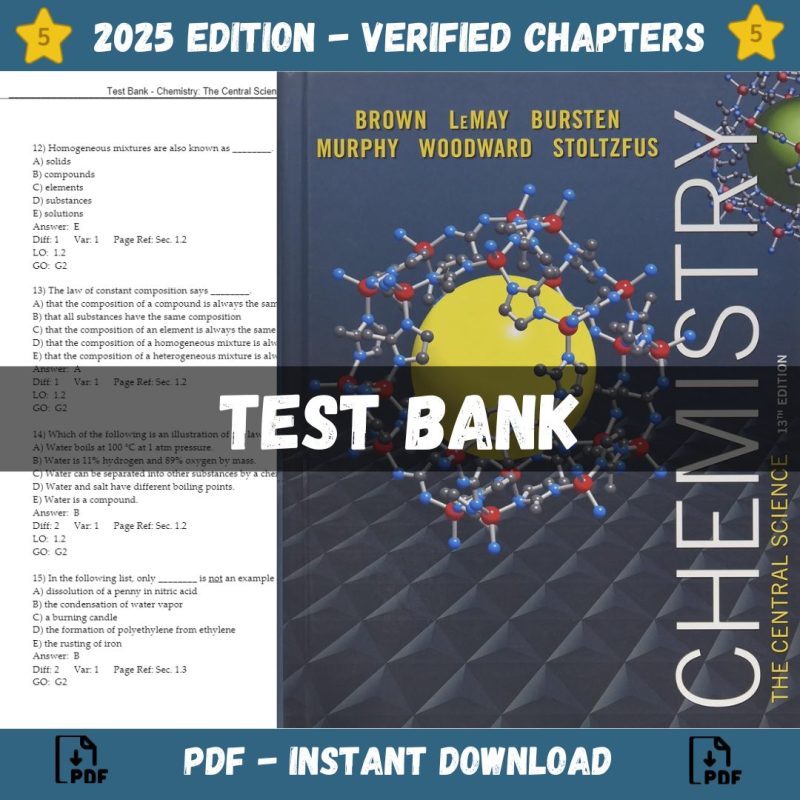 Test Bank – Chemistry The Central Science, 13th Edition (Brown, 2015)-Pass Test Bank
