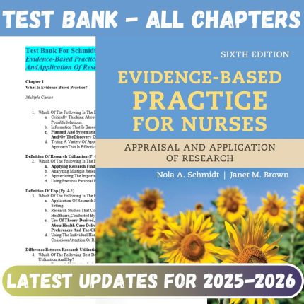 Test Bank For Evidence-Based Practice for Nurses- Appraisal and Application of Research 6th Edition By Schmidt Brown-Pass Test Bank