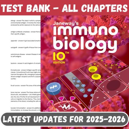 Test Bank For Janeway’s Immunobiology, 10th Edition By Kenneth M. Murphy-Pass Test Bank