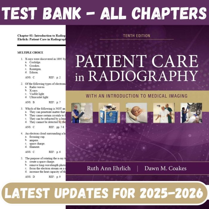 Test Bank For Patient Care in Radiography 10th Edition by Ehrlich-Pass Test Bank