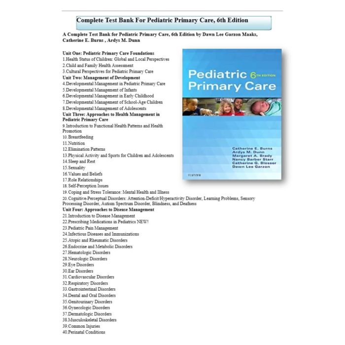 Test Bank For Pediatric Primary Care 6th Edition By Burns-Pass Test Bank