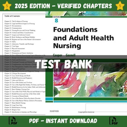 Test Bank – Foundations and Adult Health Nursing, 8th Edition (Cooper, 2019)-Pass Test Bank