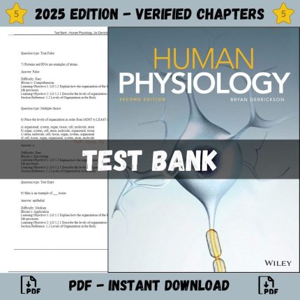 Test Bank – Human Physiology, 2nd Edition (Derrickson, 2019)-Pass Test Bank