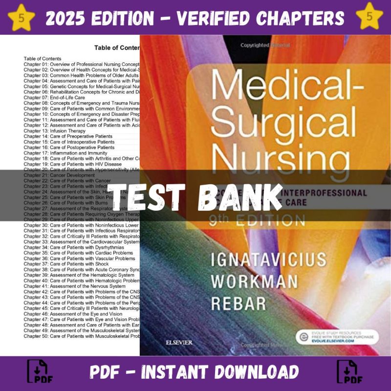 Test Bank – Medical-Surgical Nursing Concepts for Inter professional Collaborative Care, 9th Edition (Donna Ignatavicius, 2020)-Pass Test Bank