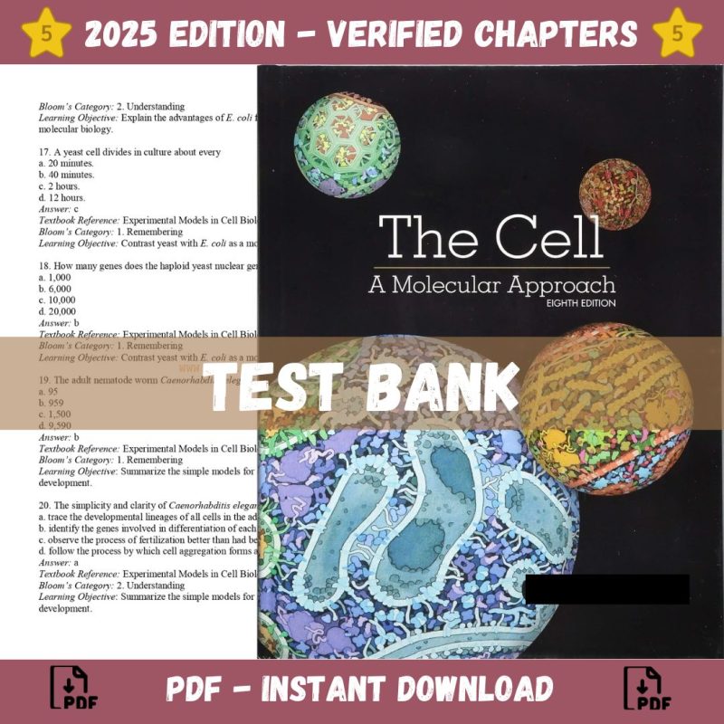 Test Bank – The Cell A Molecular Approach, 8th Edition (Cooper, 2019)-Pass Test Bank