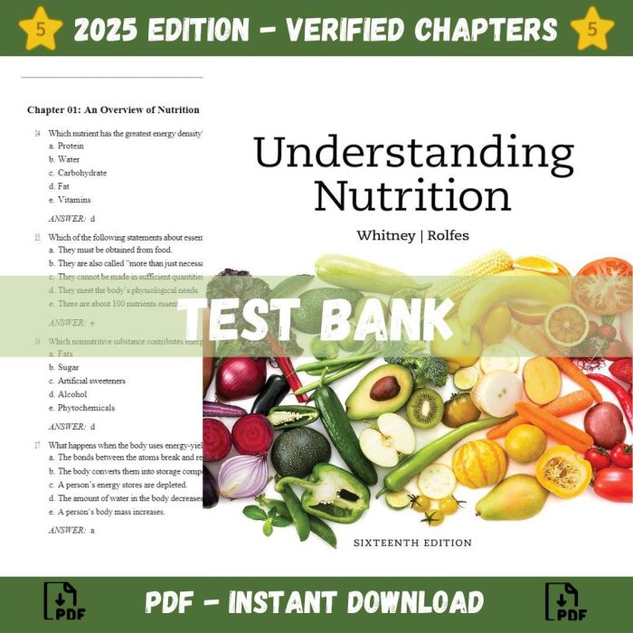 Test Bank – Understanding Nutrition 16th Edition (Whitney, 2022)-Pass Test Bank