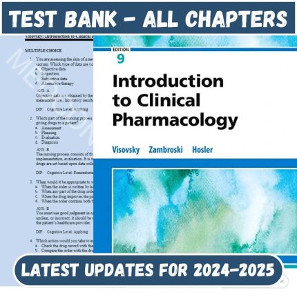 Test Bank for Introduction to Clinical Pharmacology, 9th Edition by Visovsky-Pass Test Bank