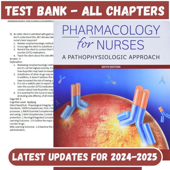 Test Bank for Pharmacology for Nurses-A Pathophysiologic Approach, 6th Edition by Adams-Pass Test Bank