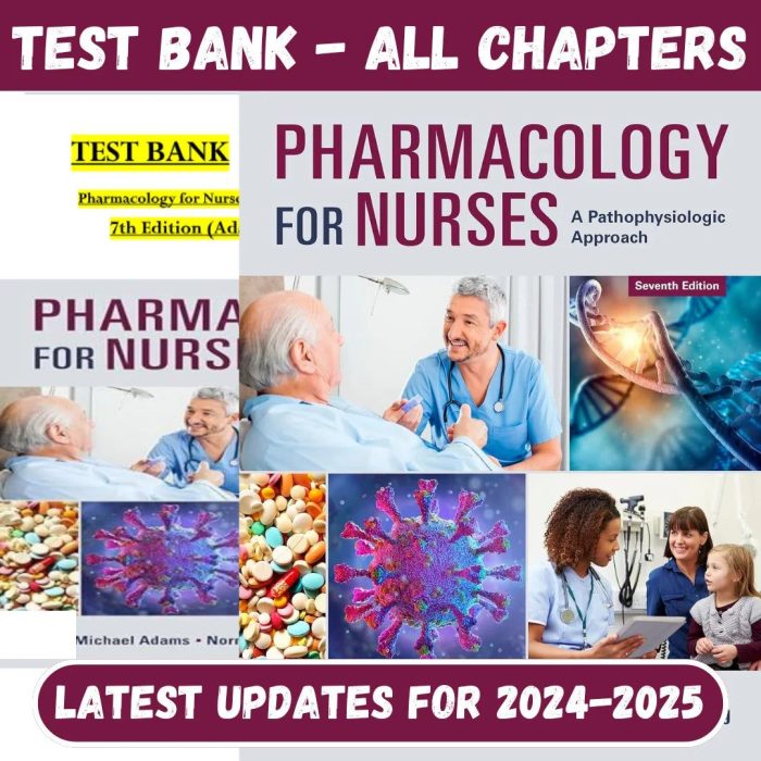 Test Bank for Pharmacology for Nurses: A Pathophysiological Approach, 7th Edition by Adams-Pass Test Bank