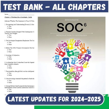 Test Bank for SOC 6th Edition by Benokraitis-Pass Test Bank