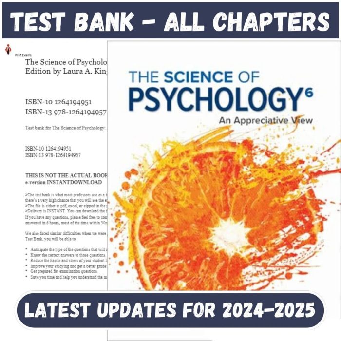 Test Bank for Science of Psychology An Appreciative View 6th Edition by King-Pass Test Bank