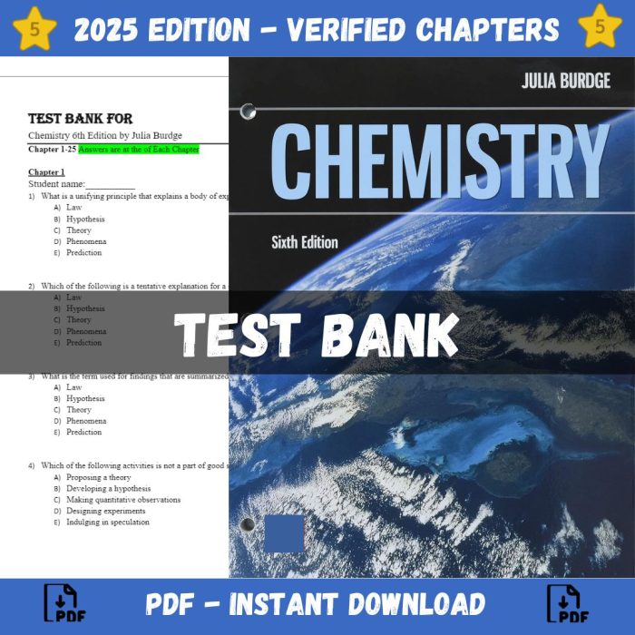 Test bank – Chemistry 6th Edition (Julia Burdge, 2022)-Pass Test Bank