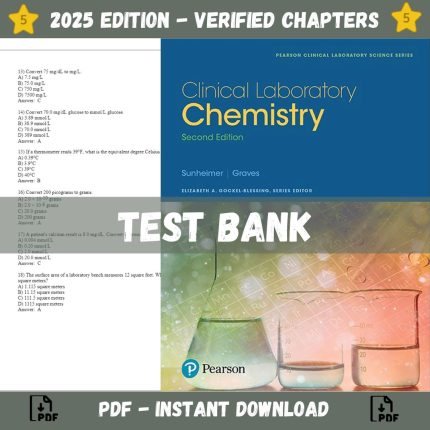 Test bank – Clinical Laboratory Chemistry 2nd Edition (Robert Sunheimer, 2017)-Pass Test Bank