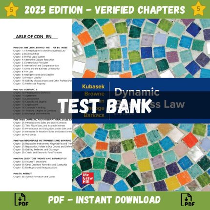 Test bank – Dynamic Business Law 6th Edition (Nancy Kubasek , 2022)-Pass Test Bank