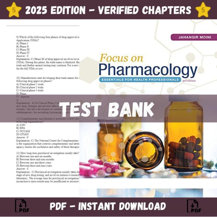 Test bank – Focus on Pharmacology Essentials for Health Professionals 3rd Edition (Moini, 2017)-Pass Test Bank