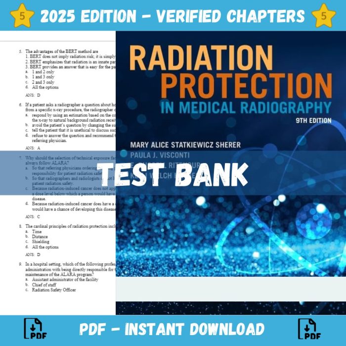 Test bank – Radiation Protection in Medical Radiography 9th Edition(Statkiewicz Sherer, 2021)-Pass Test Bank