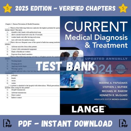 Test Bank – Current Medical Diagnosis And Treatment 2024, 63rd Edition (Maxine Papadakis, 2024)-Pass Test Bank