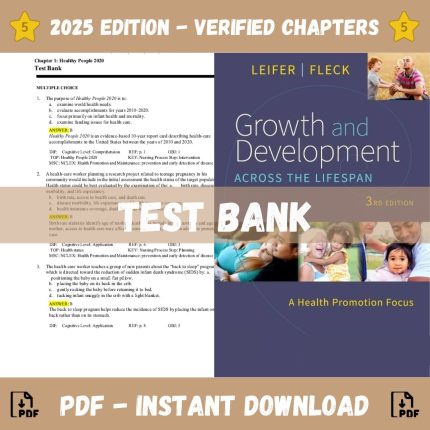 Test Bank – Growth and Development Across the Lifespan A Health Promotion Focus, 3rd Edition (Gloria Leifer, 2021)-Pass Test Bank