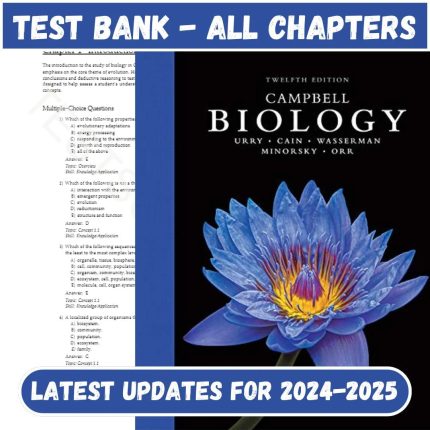 Test Bank for Campbell Biology 12th Edition by Urry-Pass Test Bank