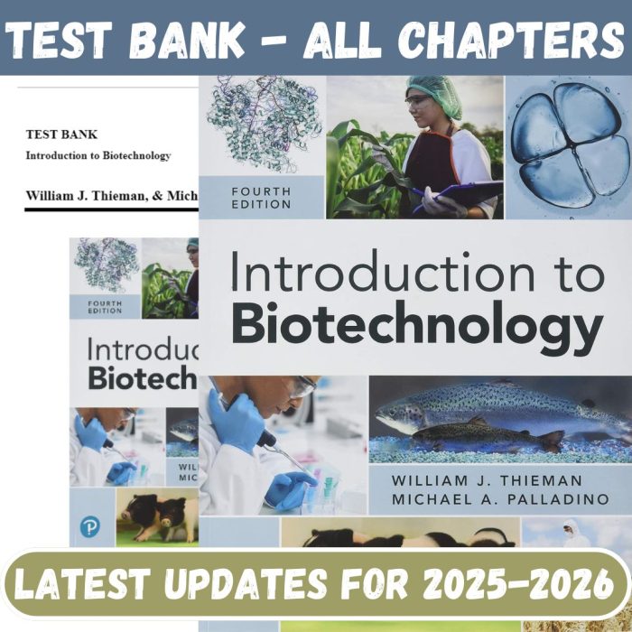 Test Bank for Introduction to Biotechnology, 4th Edition by Thieman-Pass Test Bank